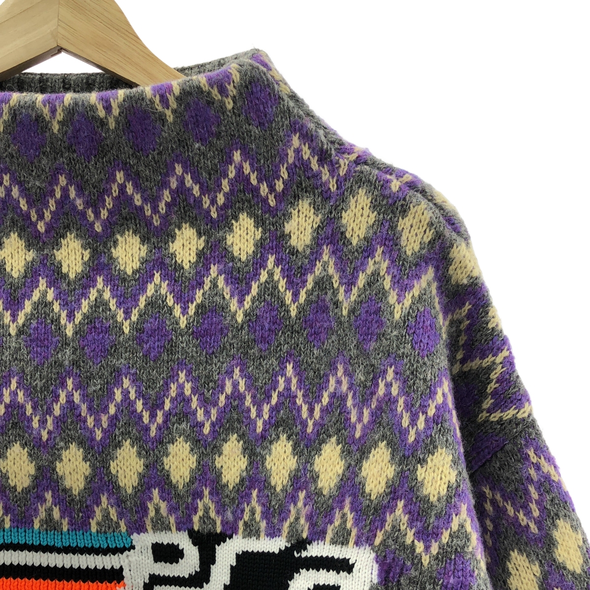 PRADA / プラダ ウール フェアアイル ロゴ モックネック オーバーサイズニット