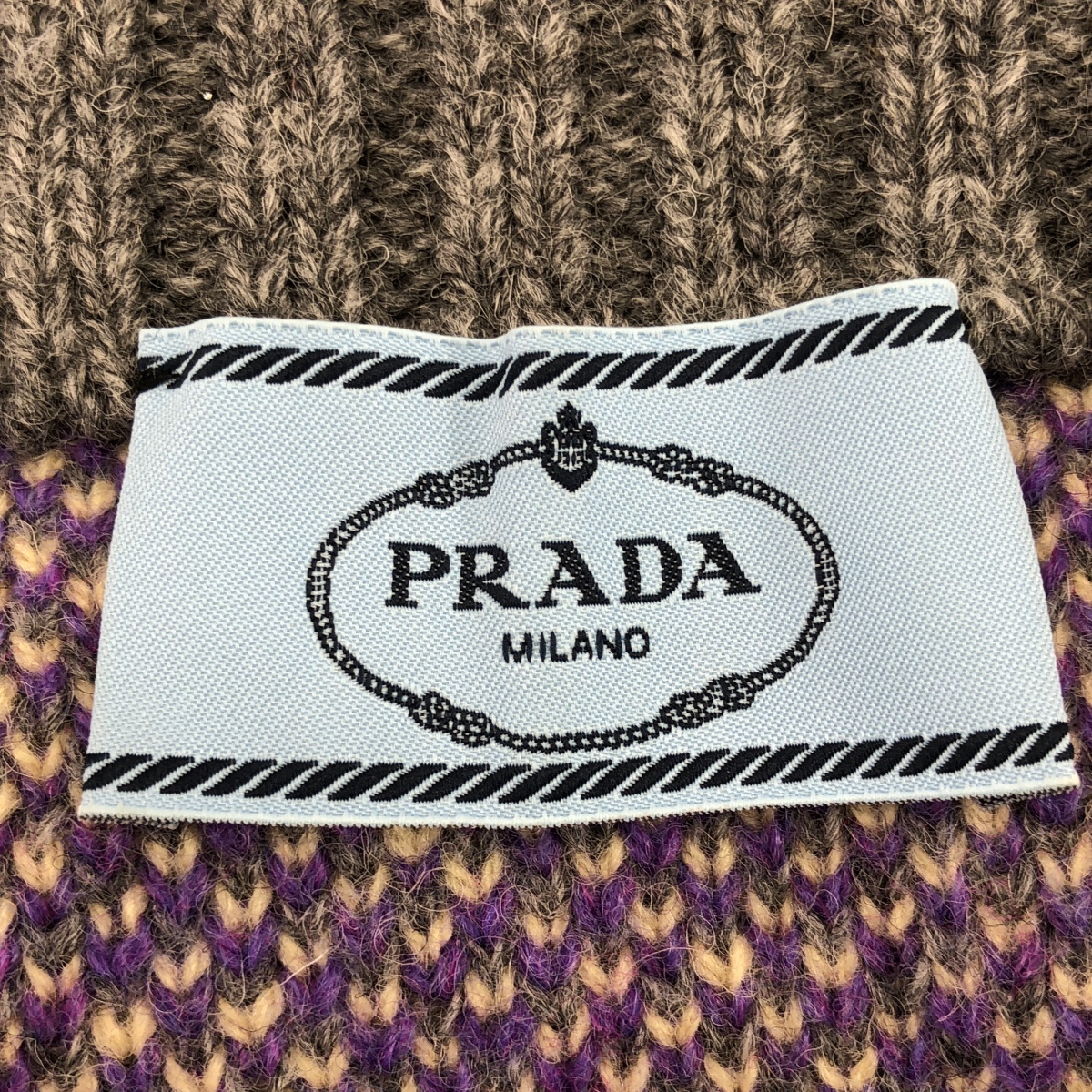 PRADA / プラダ ウール フェアアイル ロゴ モックネック オーバーサイズニット