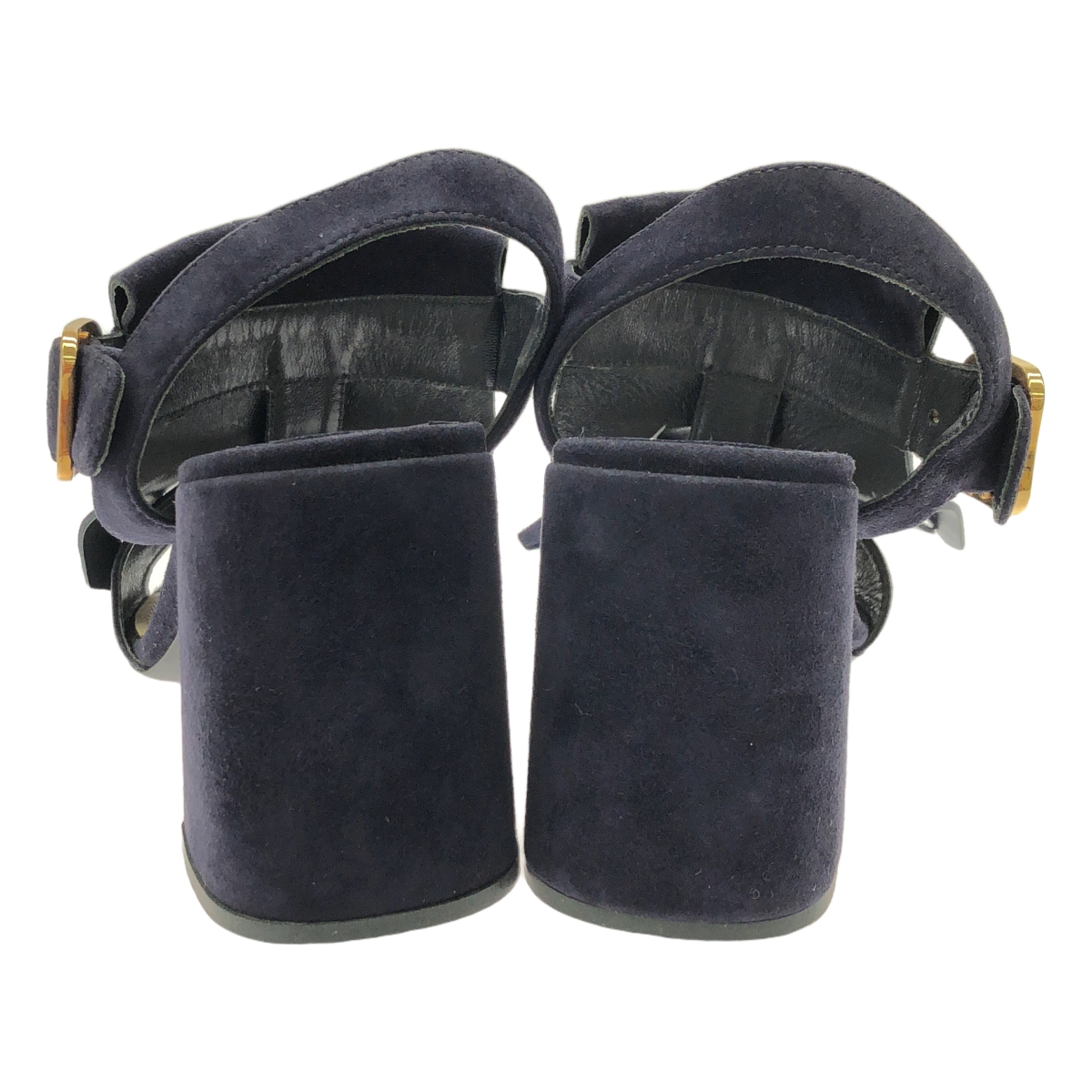 PRADA / プラダ スエード レザー キルト フリンジ ストラップ チャンキーヒール サンダル