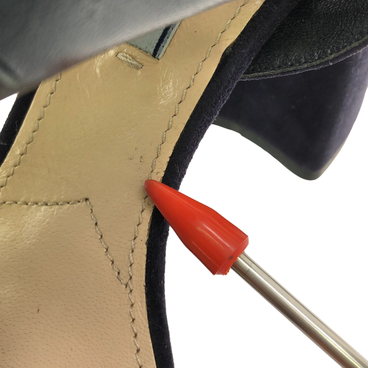 PRADA / プラダ スエード レザー キルト フリンジ ストラップ チャンキーヒール サンダル