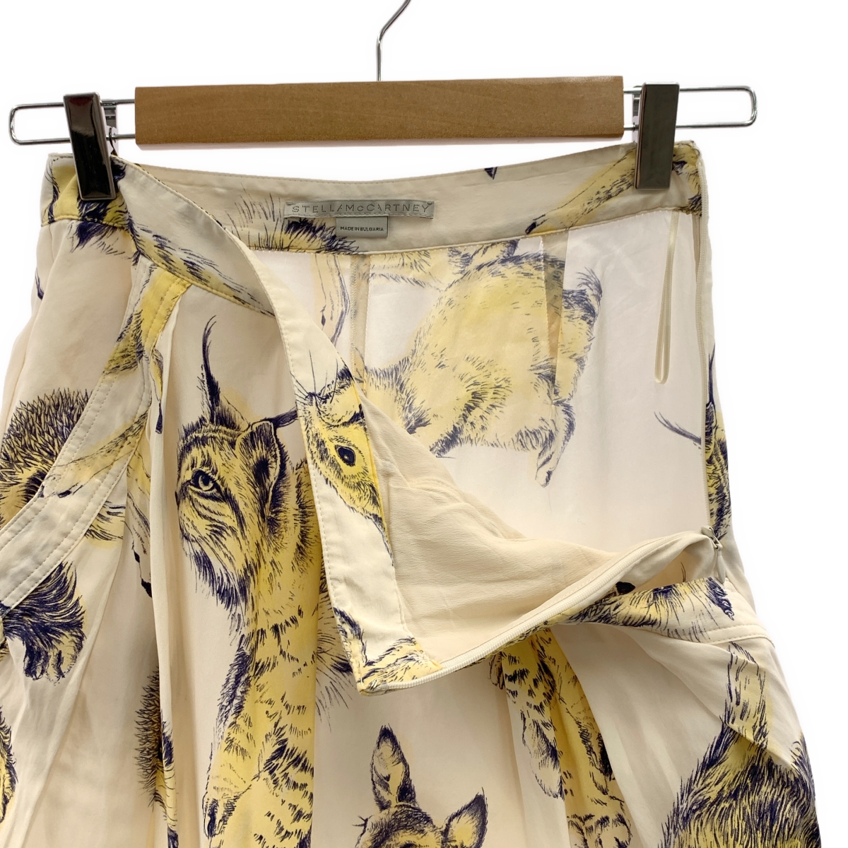 STELLA McCARTNEY / ステラマッカートニー silk 100% / シルク 総柄 アニマル サイドジップ スラックス パンツ