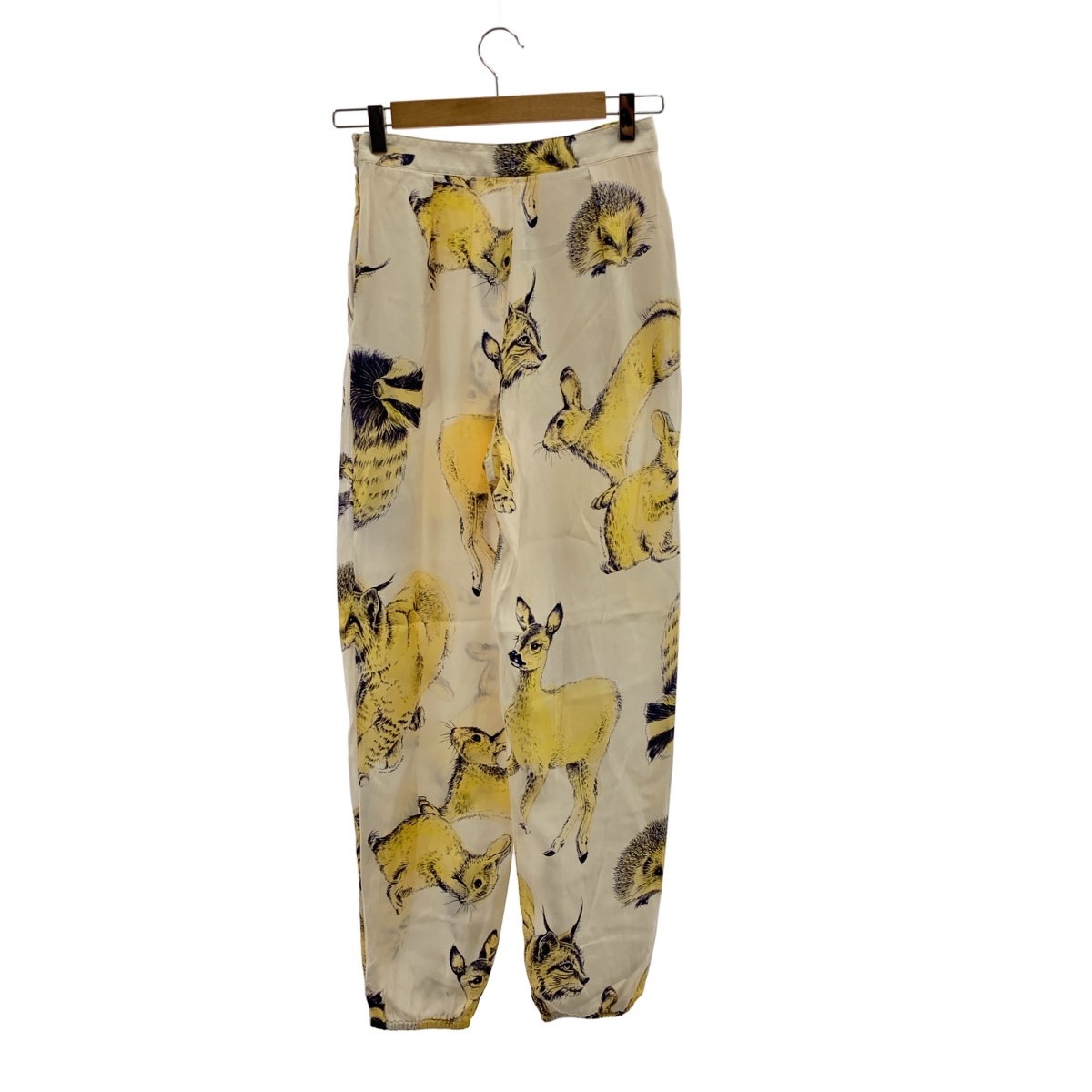 STELLA McCARTNEY / ステラマッカートニー silk 100% / シルク 総柄 アニマル サイドジップ スラックス パンツ