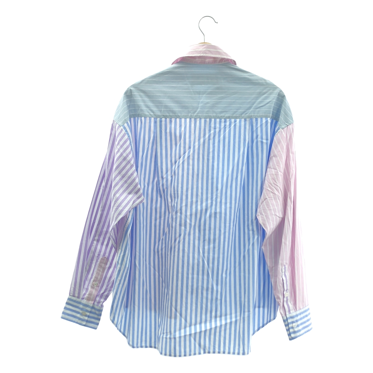 THIRD MAGAZINE / サードマガジン ストライプ ワンポイントロゴ オーバー シャツ ブラウス