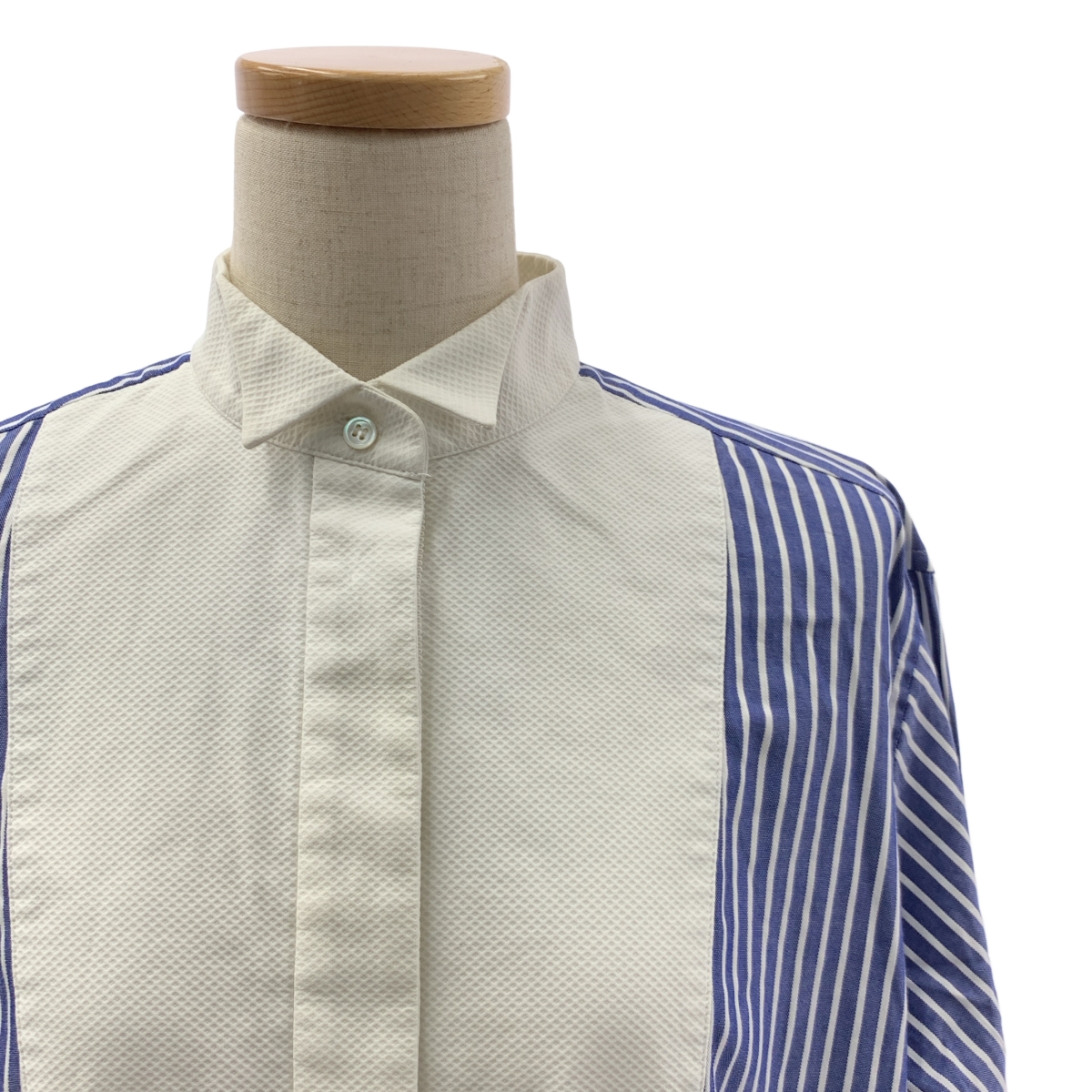 sacai / サカイ ストライプ プリーツ サイドジップ シャツワンピース