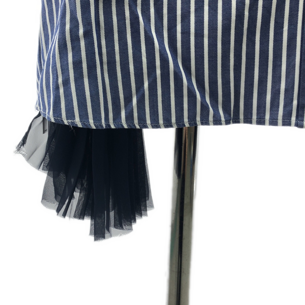 sacai / サカイ ストライプ プリーツ サイドジップ シャツワンピース