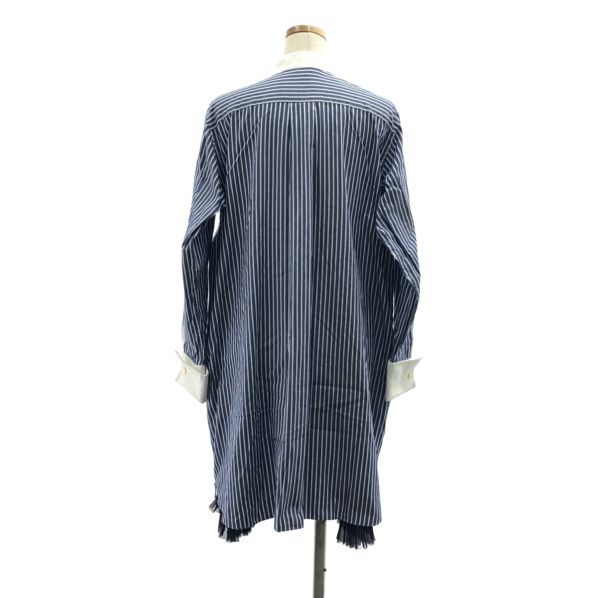 sacai / サカイ ストライプ プリーツ サイドジップ シャツワンピース