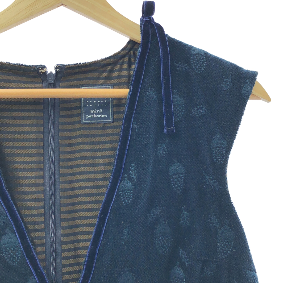 mina perhonen / ミナペルホネン donguri / エンブロイダリー スカラップ ワンピース / 総裏地