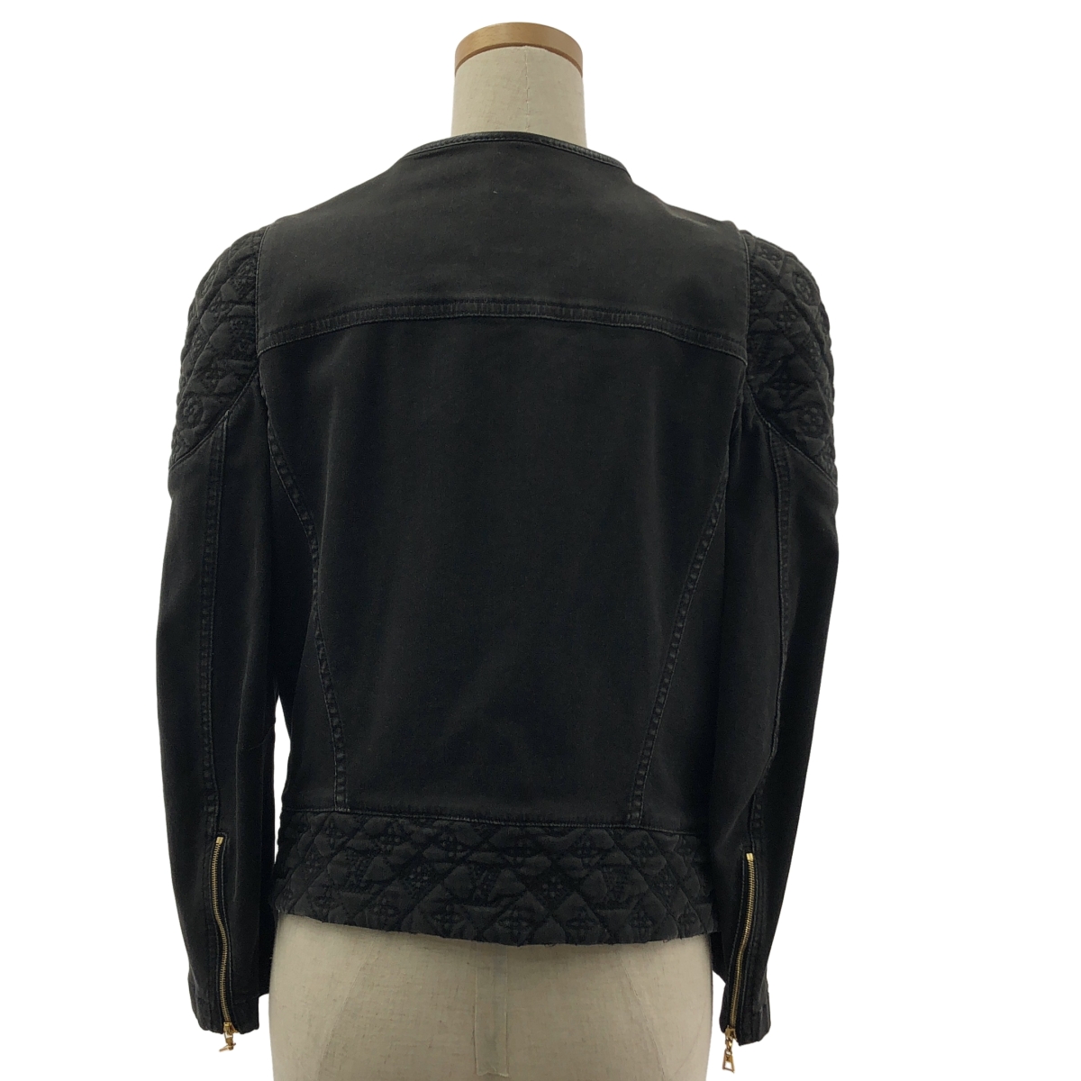 Louis Vuitton / ルイヴィトン モノグラム エンブロイダリー ロゴボタン ラムレザーパイピング ノーカラー ジャケット