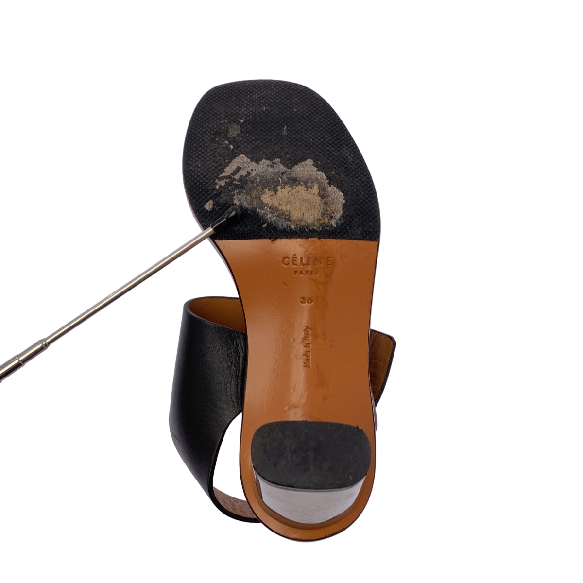 CELINE / セリーヌ BAMBAM / フィービー期 レザー ストラップ メタルヒール サンダル