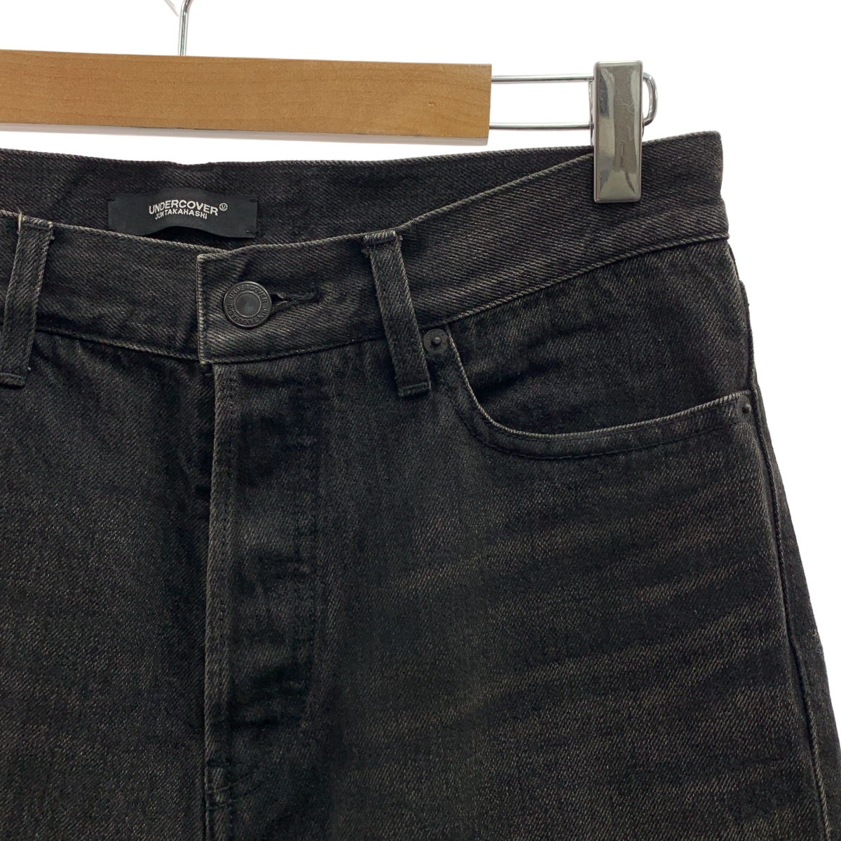 その他 ドリップビーズ 装飾 レザーロゴパッチ セルビッチ ブラックデニム パンツ