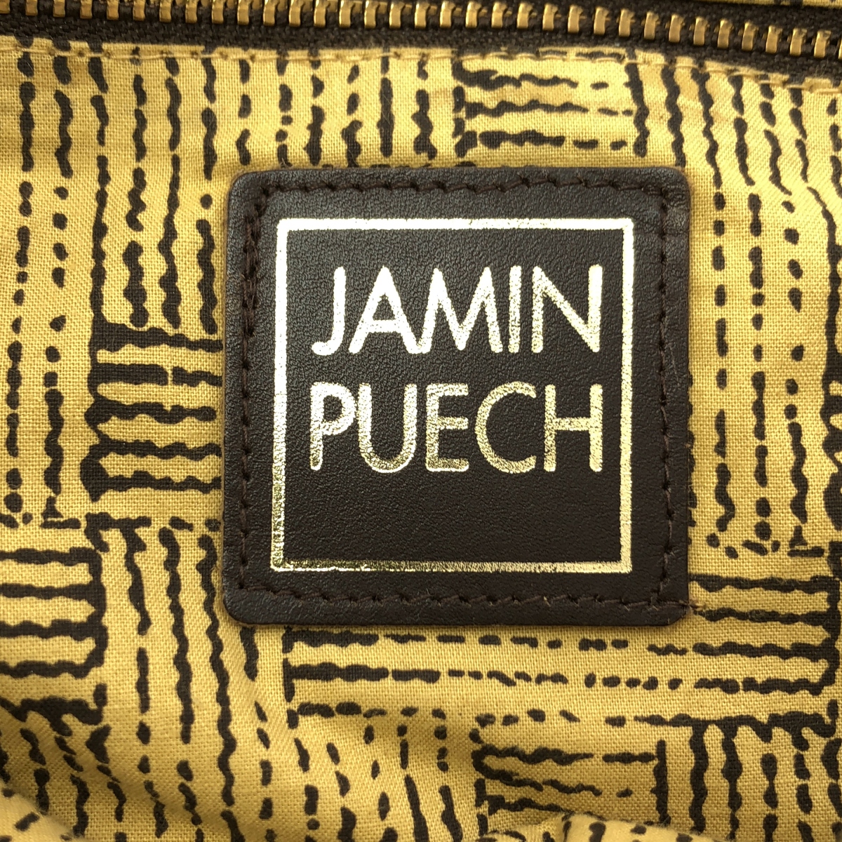 JAMIN PUECH / ジャマンピエッシュ レザー切替 ビジュー装飾 エンブロイダリー アニマル ハンドバッグ