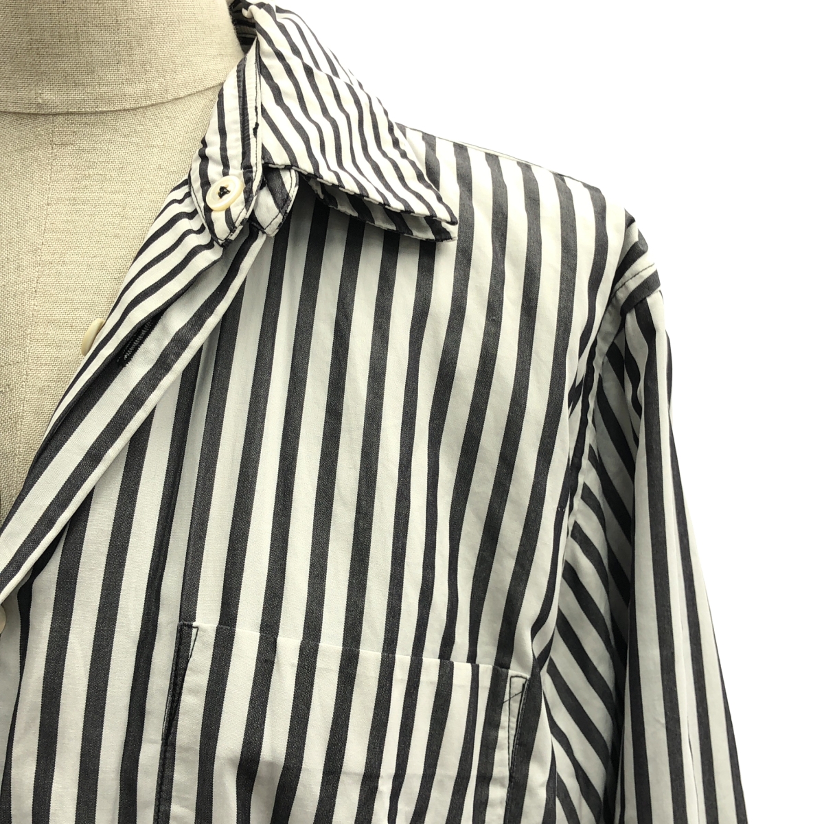 COMME des GARCONS / コムデギャルソン コットン ポリエステル 異素材 切替 ドッキング レイヤード ロングシャツ ブラウス