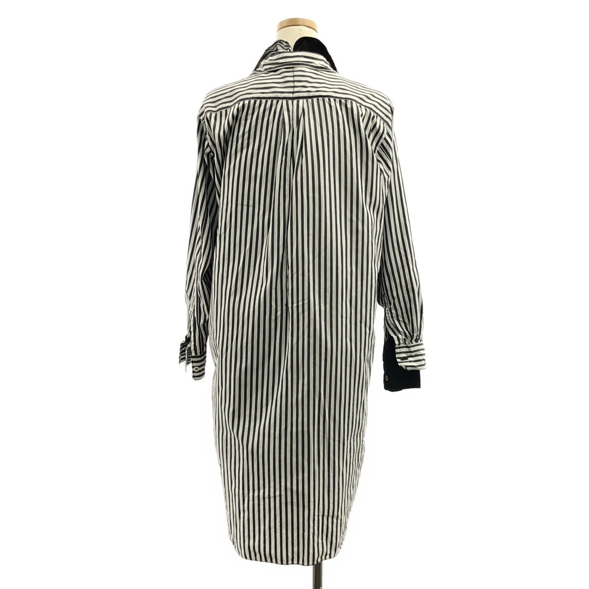 COMME des GARCONS / コムデギャルソン コットン ポリエステル 異素材 切替 ドッキング レイヤード ロングシャツ ブラウス