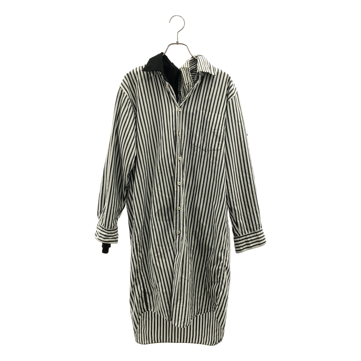 COMME des GARCONS / コムデギャルソン コットン ポリエステル 異素材 切替 ドッキング レイヤード ロングシャツ ブラウス