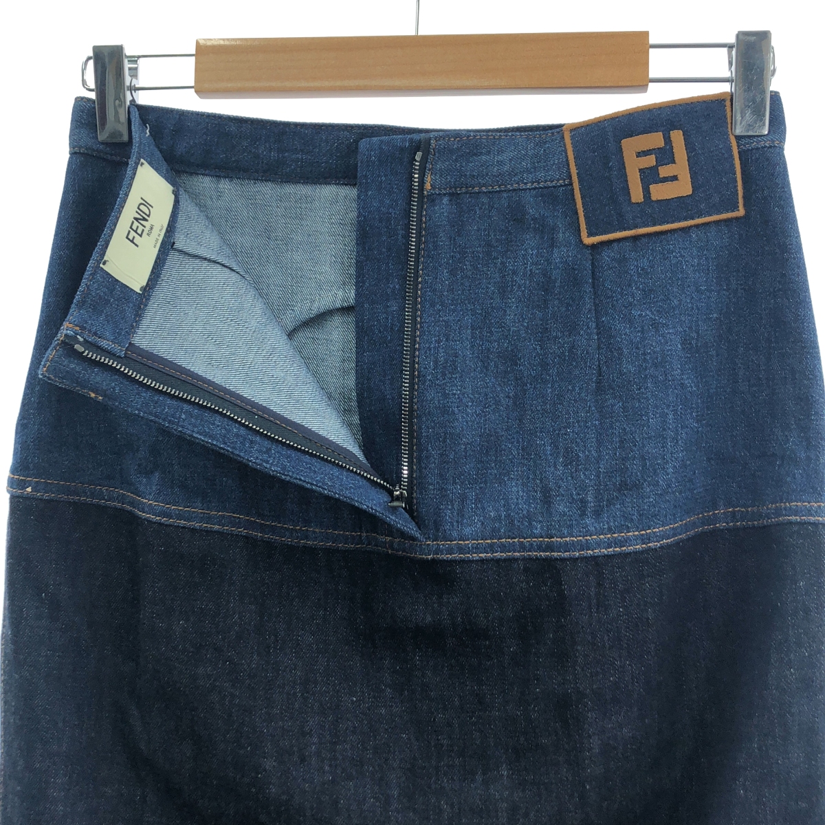 FENDI / フェンディ バイカラー ロゴ デニムスカート