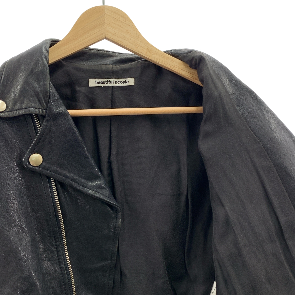 beautiful people / ビューティフルピープル 羊革 ラムレザー ダブルライダース ジャケット / 総裏地
