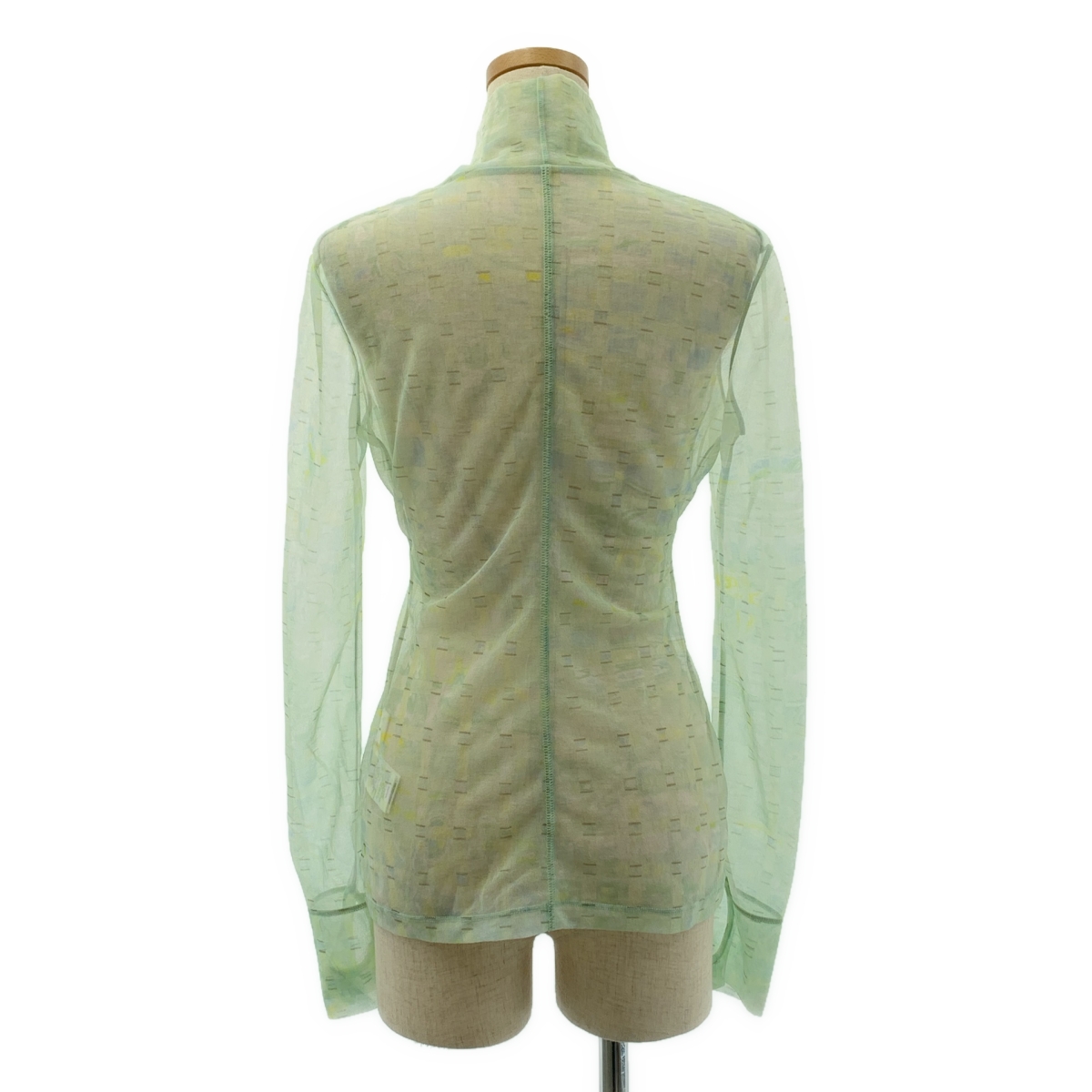 Mame Kurogouchi / マメクロゴウチ Marble Printed Plaid Sheer High Neck Top / 総柄 シアー ハイネック トップス