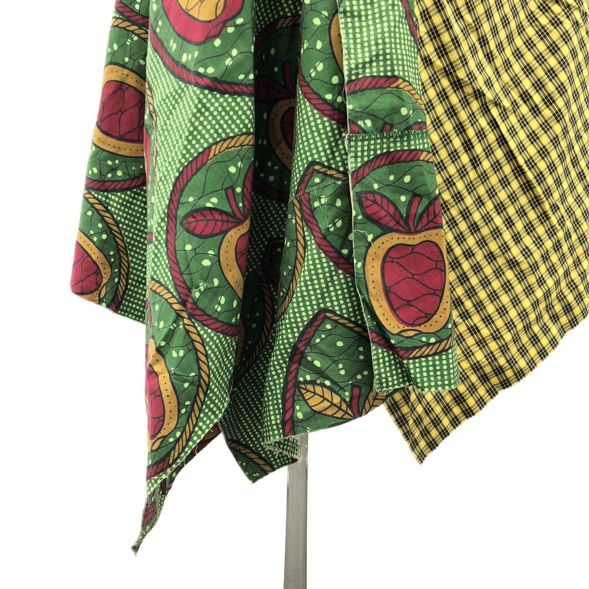 JUNYA WATANABE COMME des GARCONS / ジュンヤワタナベ 総柄 変形 ダメージ加工 デニムドッキング ラップ 巻きスカート