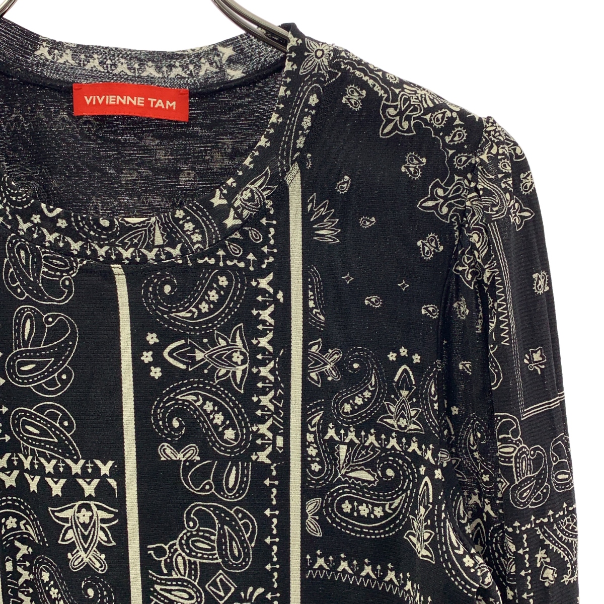 VIVIENNE TAM / ヴィヴィアンタム セットアップ 総柄 パワーネット ブラウス / ドローストリング スリット スカート