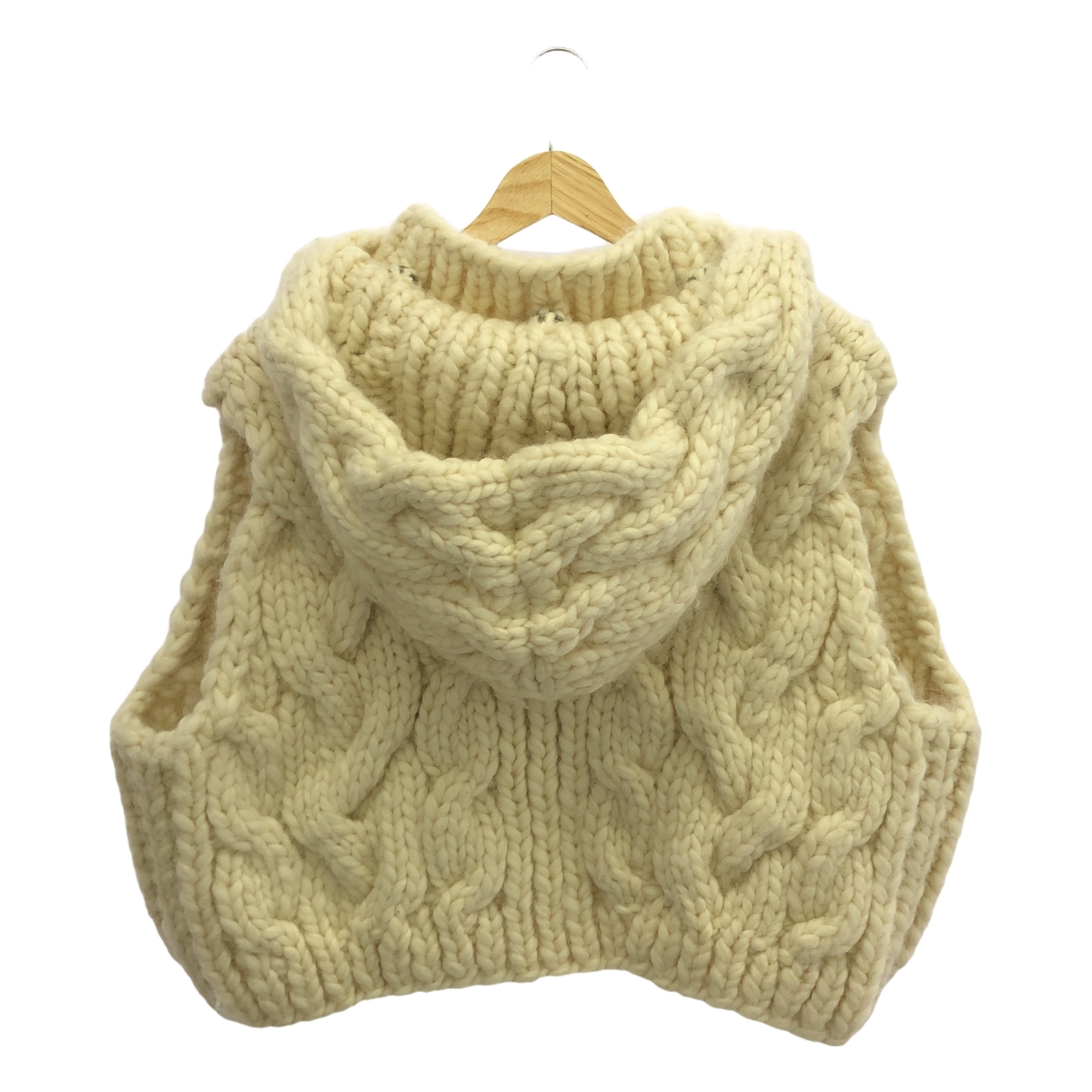 Lautashi / ラウタシー ウール フード付 ケーブル編み ニット ベスト