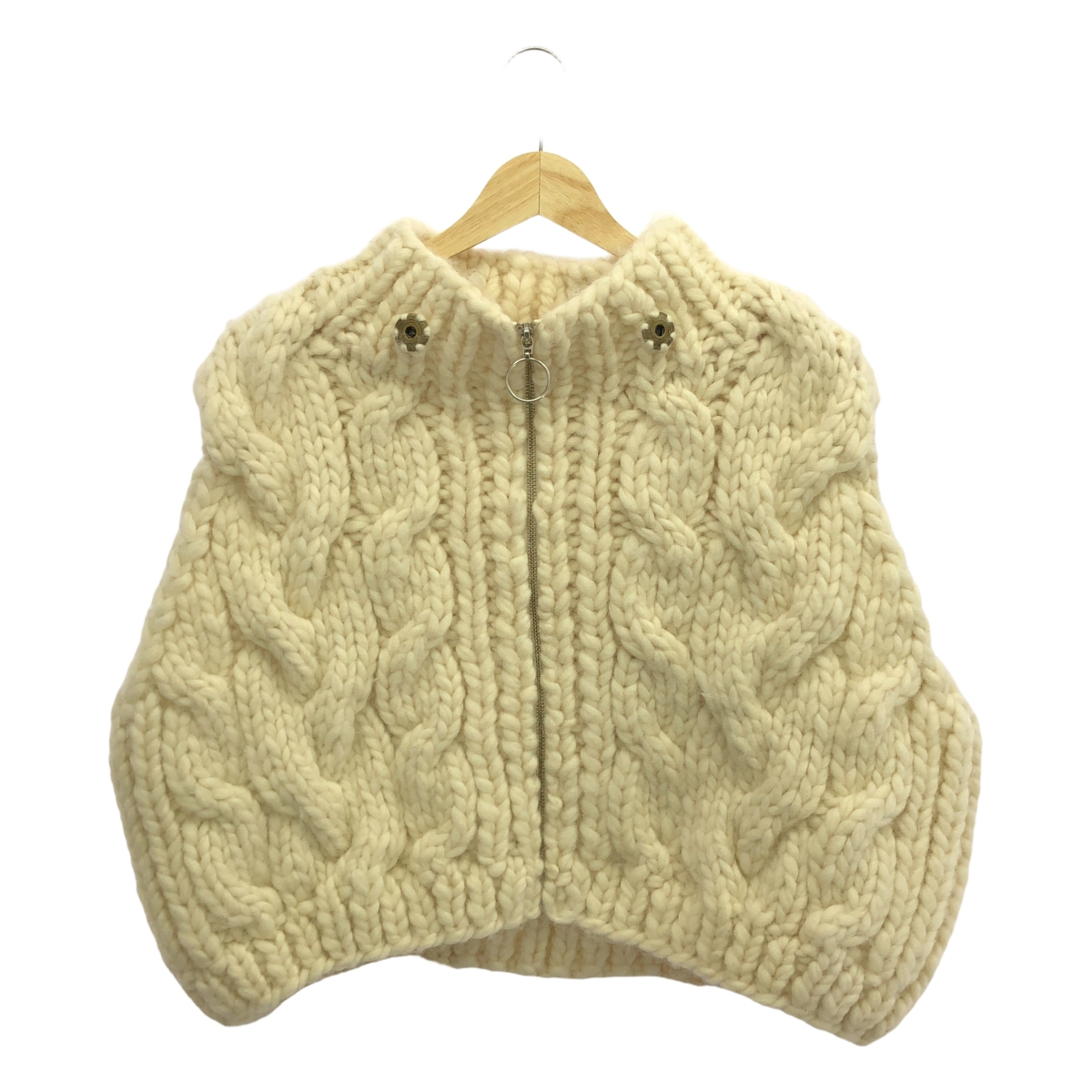 Lautashi / ラウタシー ウール フード付 ケーブル編み ニット ベスト