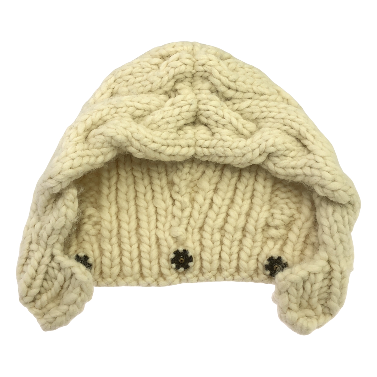 Lautashi / ラウタシー ウール フード付 ケーブル編み ニット ベスト