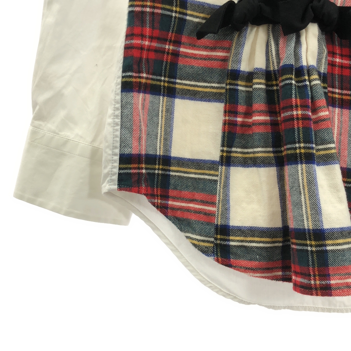 tricot COMME des GARCONS / トリココムデギャルソン 異素材 チェック リボン 装飾 ラウンドカラーシャツ
