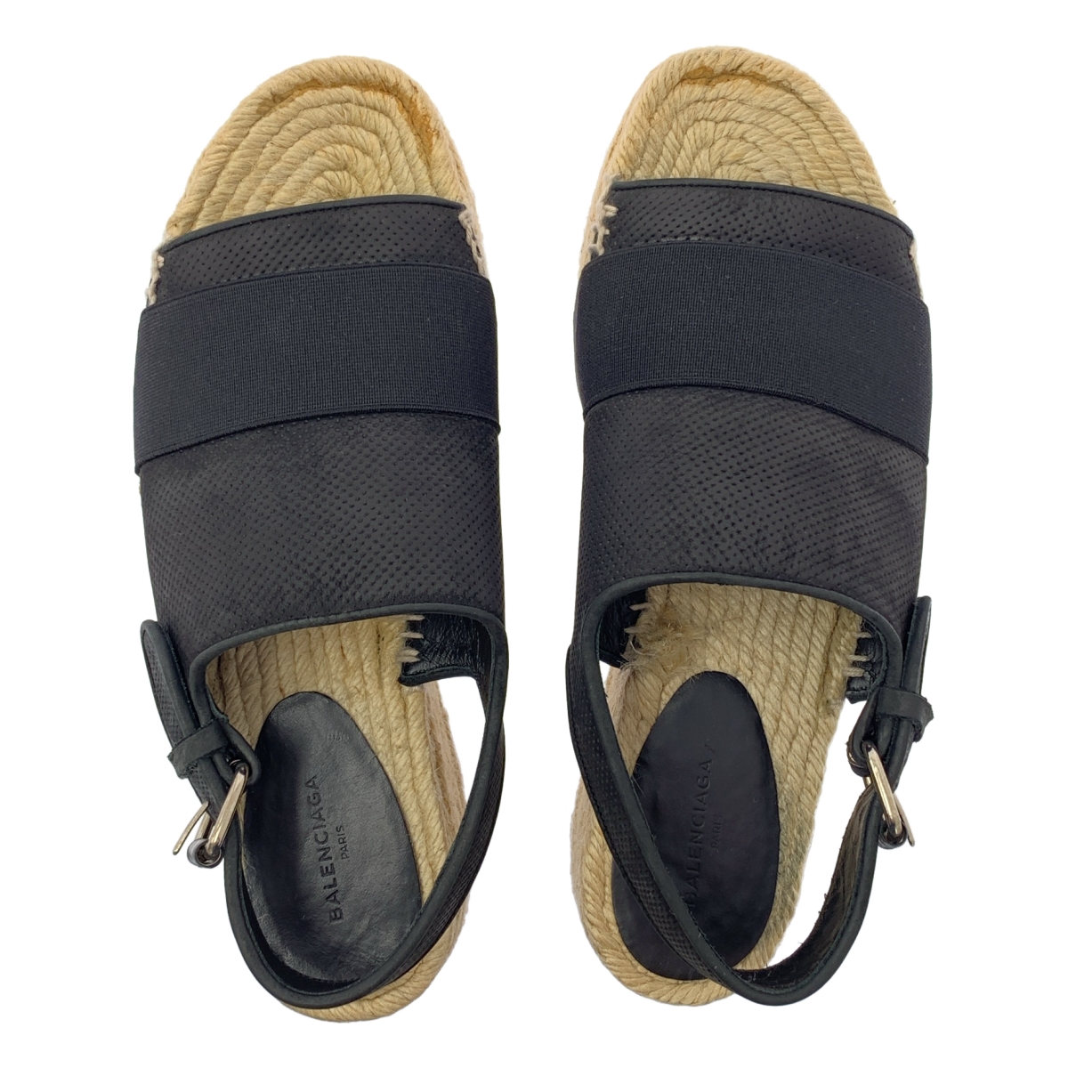 BALENCIAGA / バレンシアガ レザー スリングバック エスパドリーユ ウェッジソールサンダル