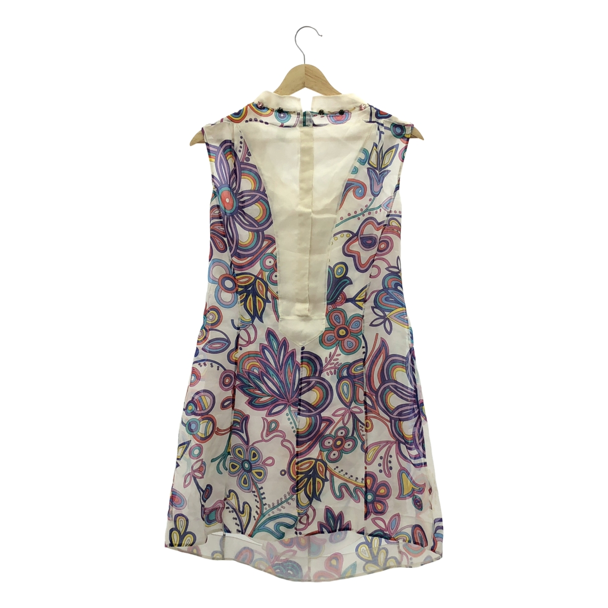 Louis Vuitton / ルイヴィトン ビジュー装飾 ノースリーブ 総柄 シルクワンピース