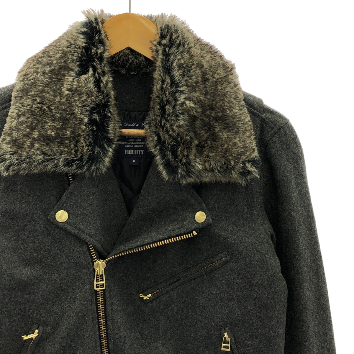 FIDELITY / フィデリティ Thermore / ウール ライダースジャケット / 着脱可ファー付き / キルティング総裏地