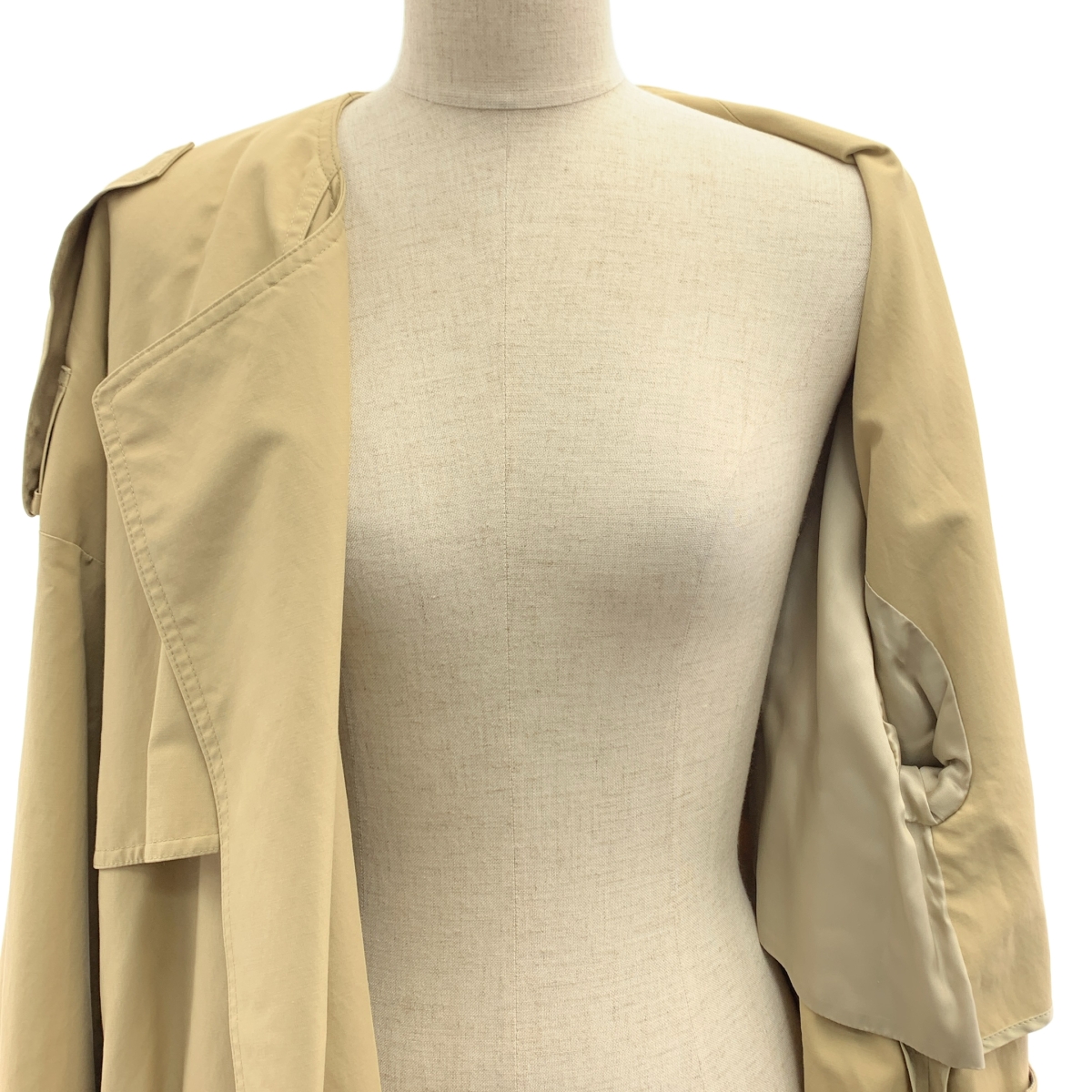 ebure / エブール ベルテッド ノーカラー トレンチコート