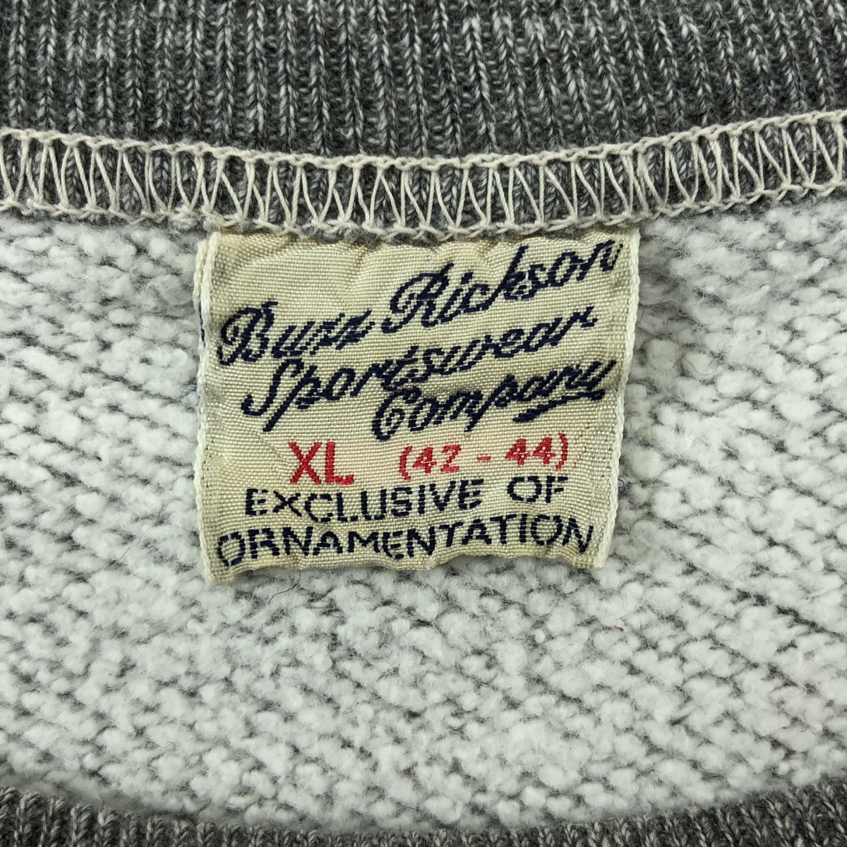 BUZZ RICKSON'S / バズリクソンズ 霜降り 前Vガゼット スウェット トレーナー