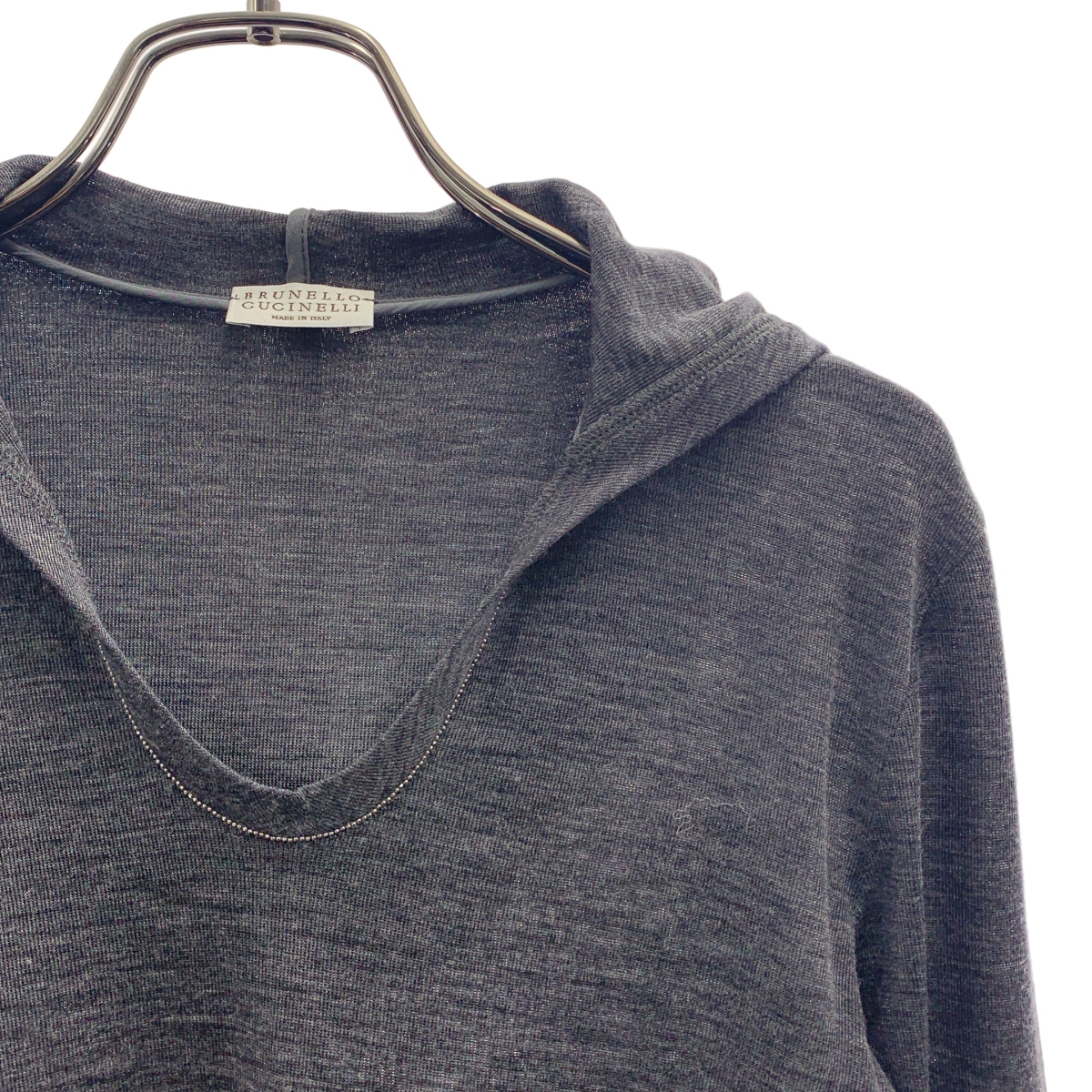 BRUNELLO CUCINELLI / ブルネロクチネリ ウール ビジュー装飾 ハイゲージニット パーカー