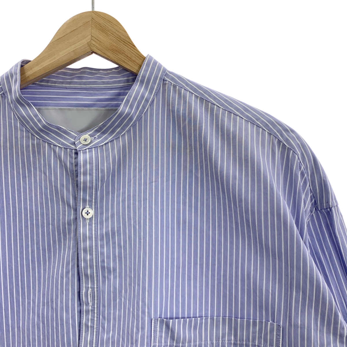 TICCA / ティッカ ストライプ ノーカラーシャツ