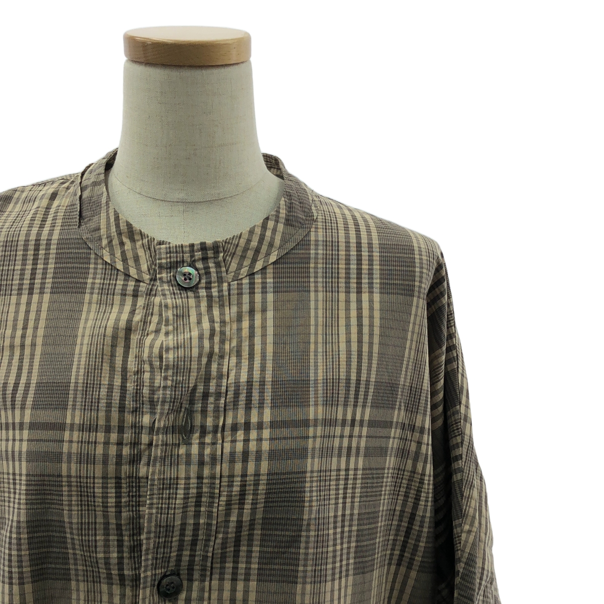 veritecoeur / ヴェリテクール チェック ヘンリーネックワンピース