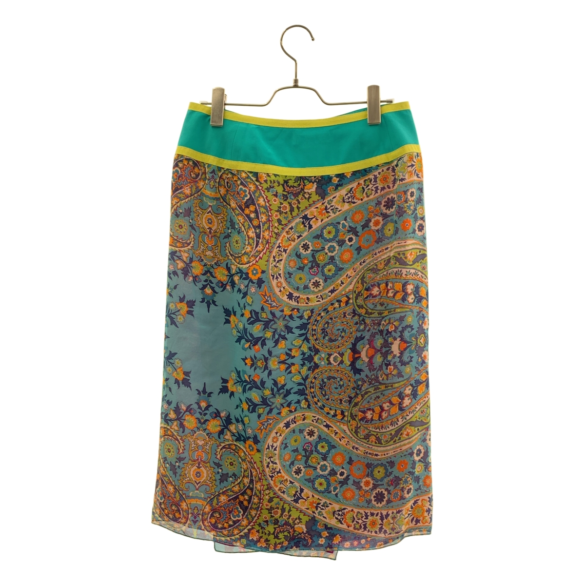 ETRO / エトロ silk 100％ / シルク 総柄 ロゴボタン ラップ スカート