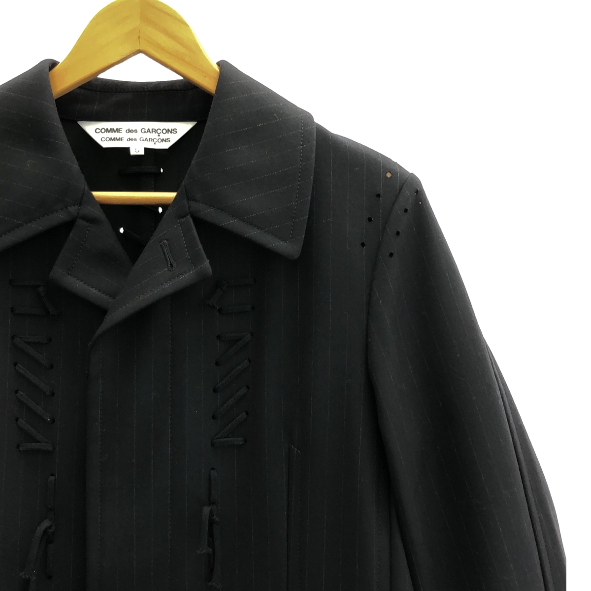 COMME des GARCONS COMME des GARCONS / コムコム レースアップデザイン ストライプ ウール コート