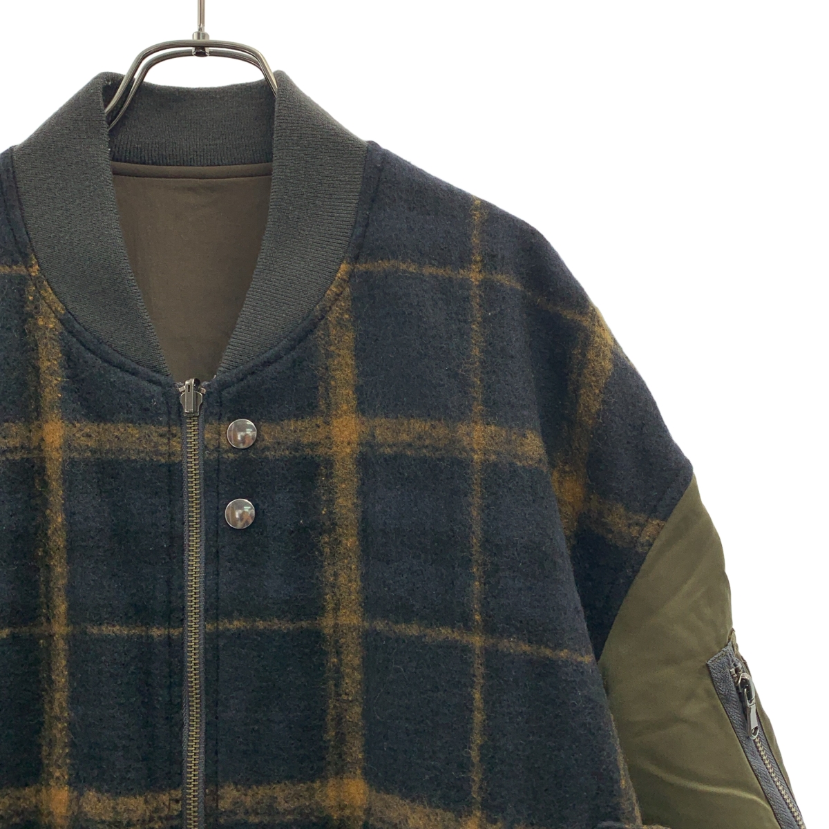 WELLDER / ウェルダー Combination Bomber Jacket 異素材 チェック ボンバージャケット