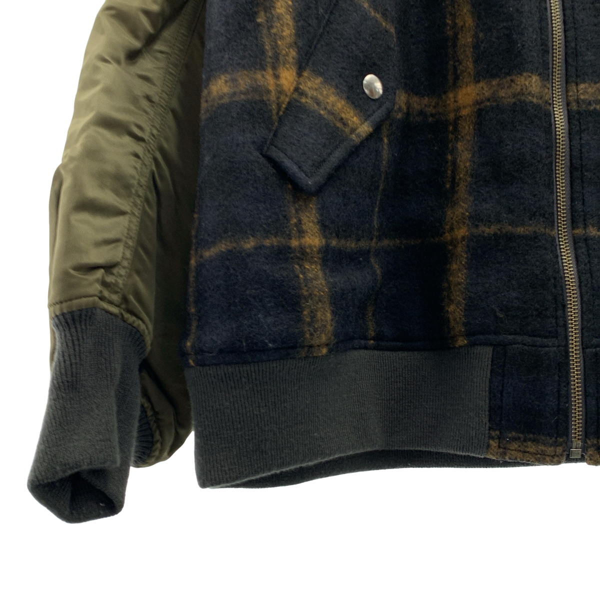 WELLDER / ウェルダー Combination Bomber Jacket 異素材 チェック ボンバージャケット