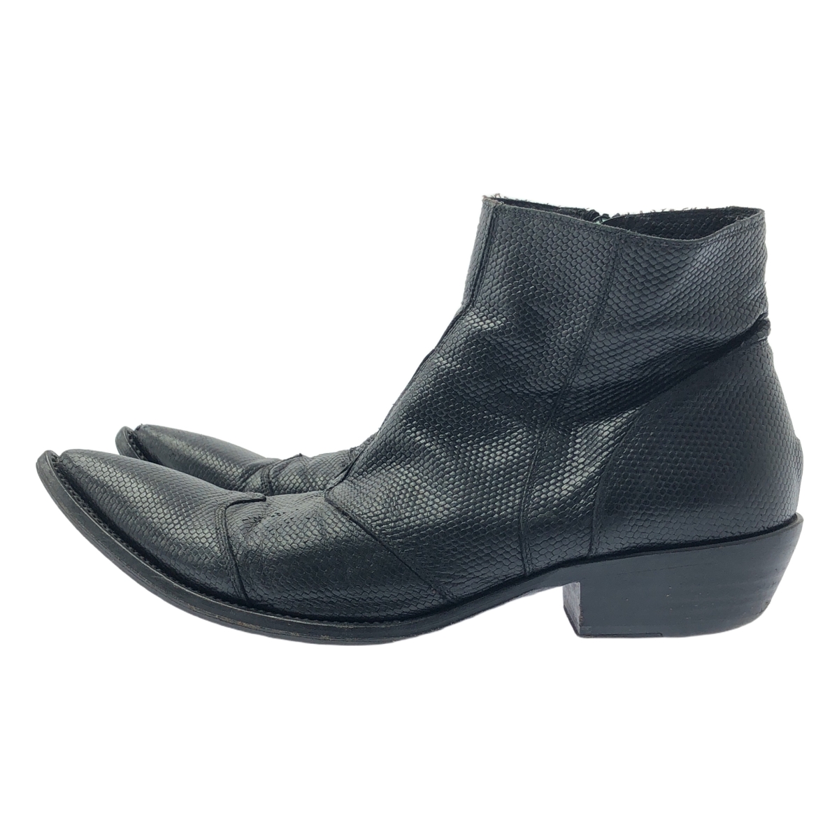 その他 ポインテッドトゥ レザーショートブーツ