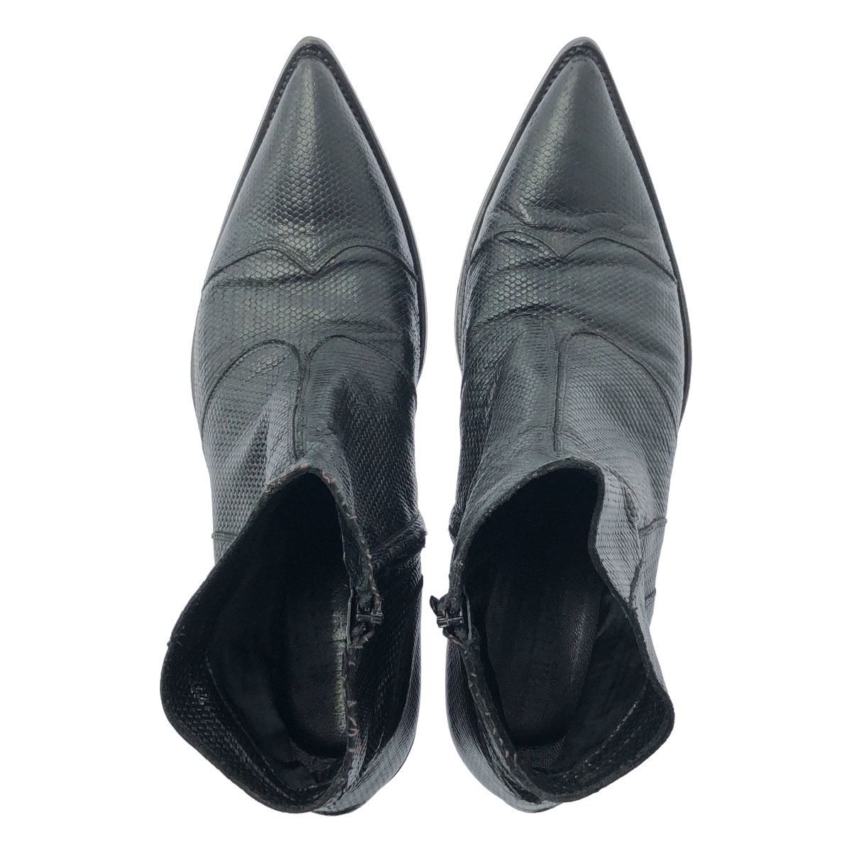 その他 ポインテッドトゥ レザーショートブーツ