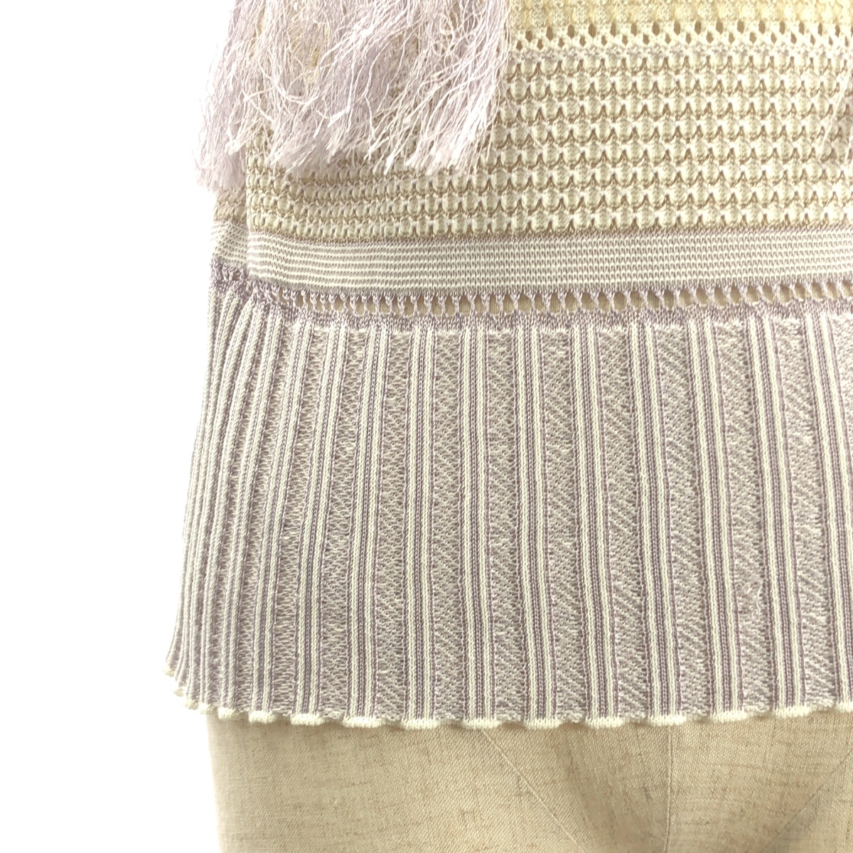 Mame Kurogouchi / マメクロゴウチ SASH JAQUARD SLEEVELESS KNIT フリンジノースリーブニット