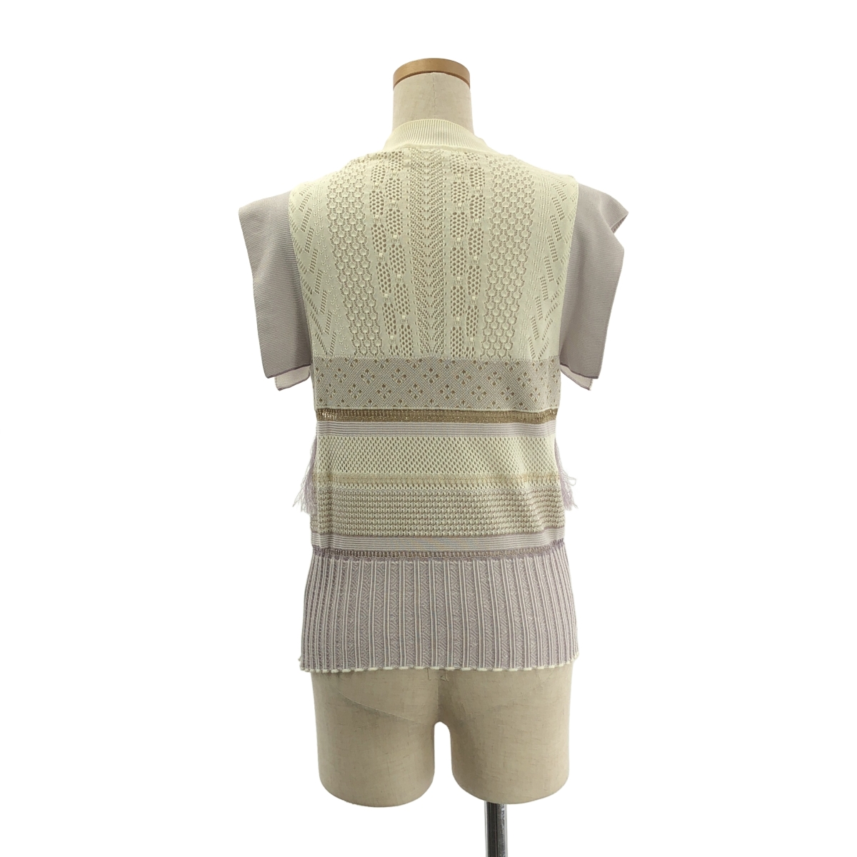 Mame Kurogouchi / マメクロゴウチ SASH JAQUARD SLEEVELESS KNIT フリンジノースリーブニット