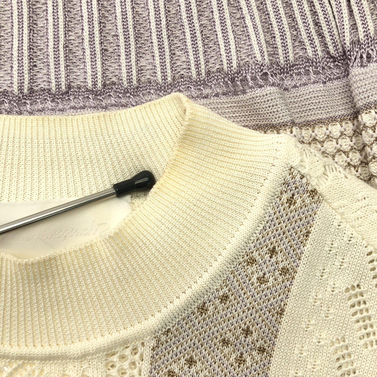 Mame Kurogouchi / マメクロゴウチ SASH JAQUARD SLEEVELESS KNIT フリンジノースリーブニット