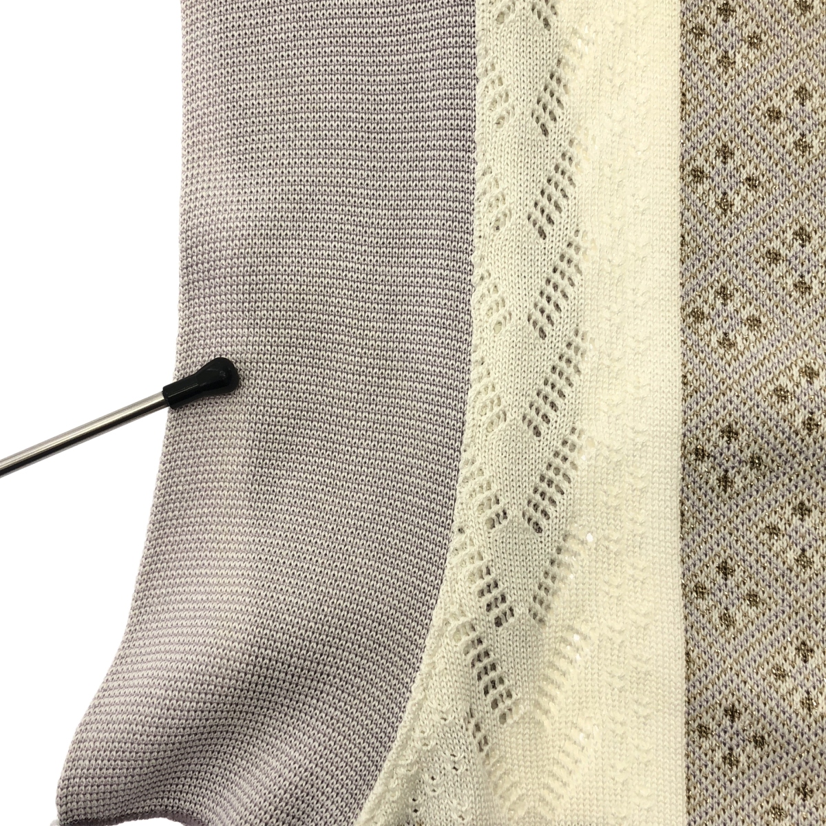 Mame Kurogouchi / マメクロゴウチ SASH JAQUARD SLEEVELESS KNIT フリンジノースリーブニット