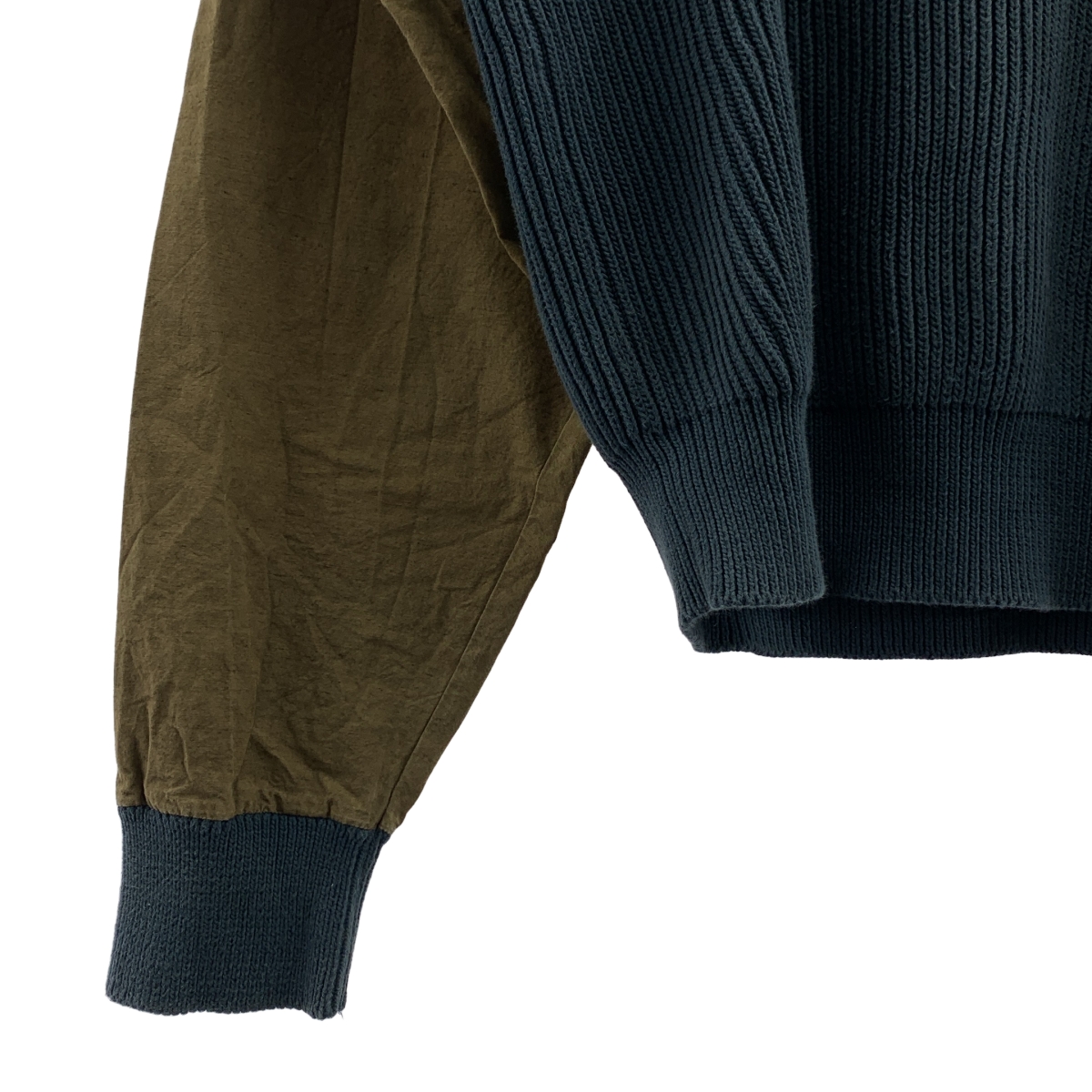 Cristaseya / クリスタセヤ Cotton sweater with leather patch エルボーパッチ ニット