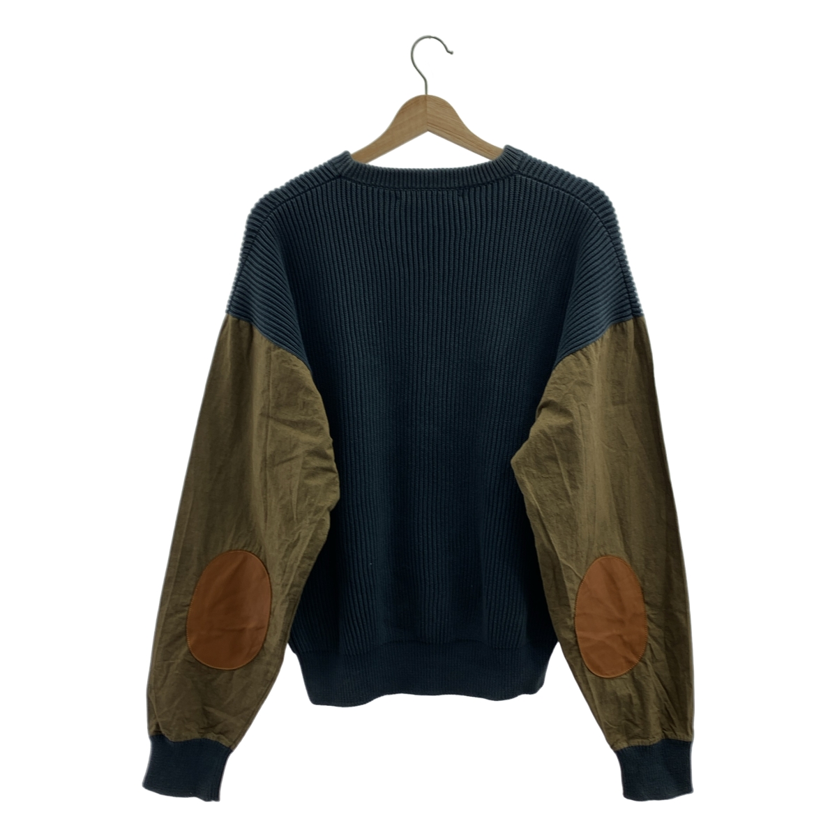 Cristaseya / クリスタセヤ Cotton sweater with leather patch エルボーパッチ ニット