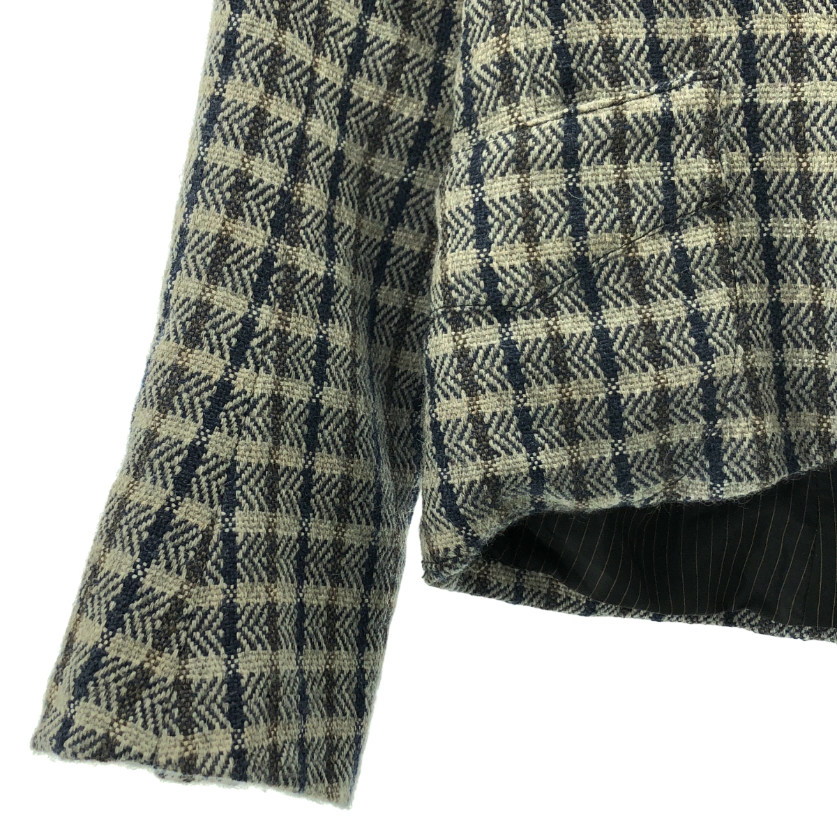 GEOFFREY B.SMALL / ジェフリーBスモール Limited Edition / セットアップ all handwoven tessitura colombia alpaca wool fabric 手織り チェック ノーカラージャケット / スカート