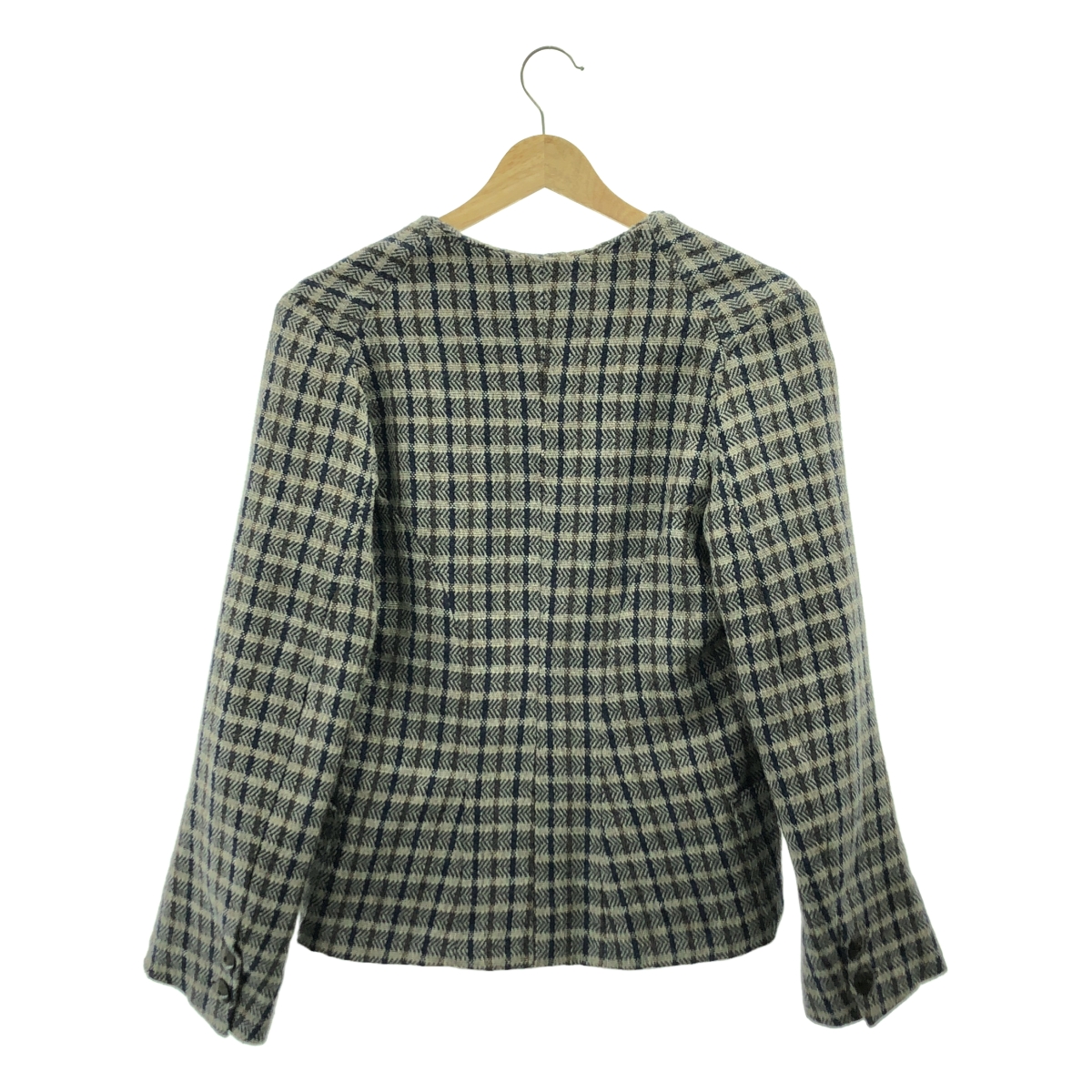 GEOFFREY B.SMALL / ジェフリーBスモール Limited Edition / セットアップ all handwoven tessitura colombia alpaca wool fabric 手織り チェック ノーカラージャケット / スカート