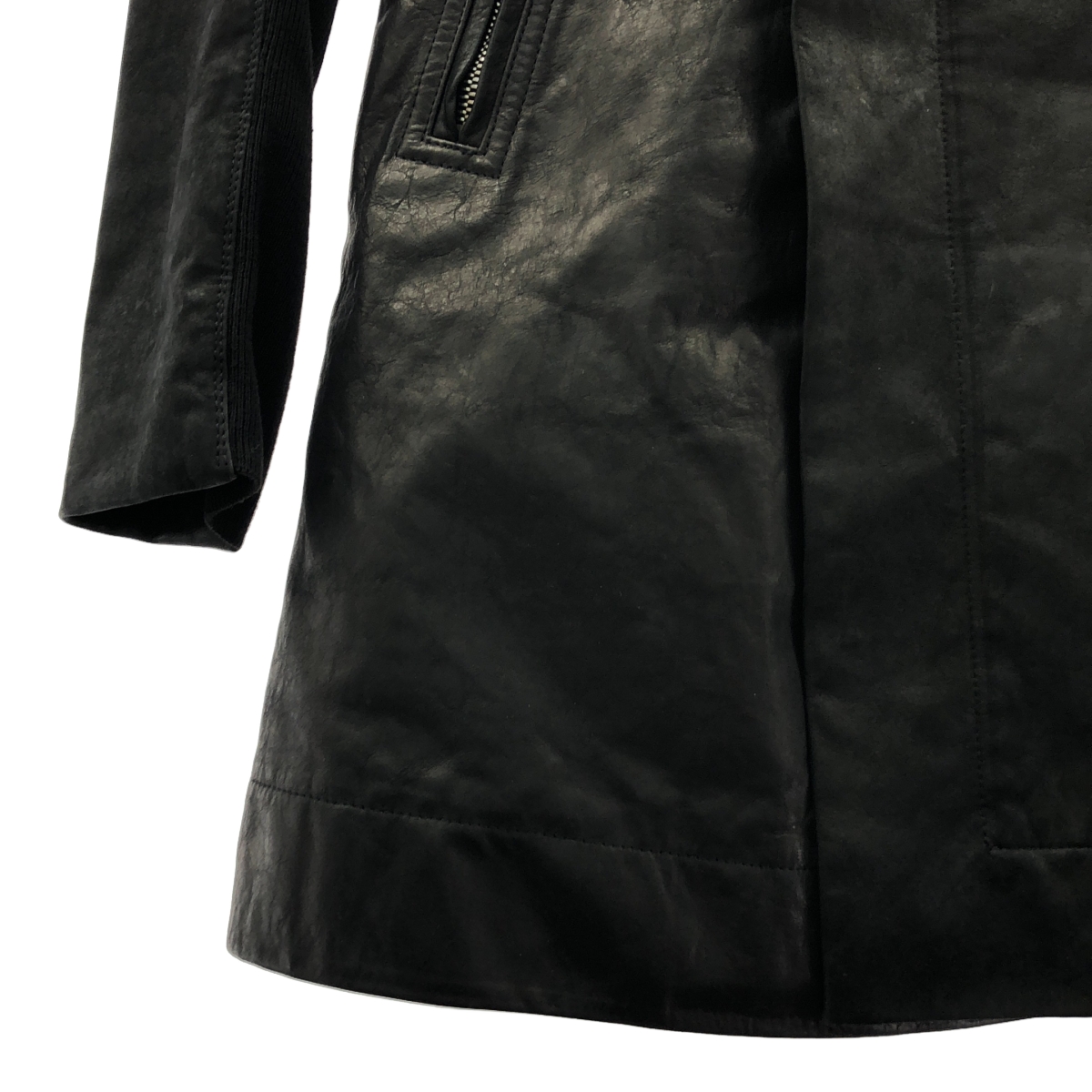Rick Owens / リックオウエンス レザー ハイネック ライダース コート